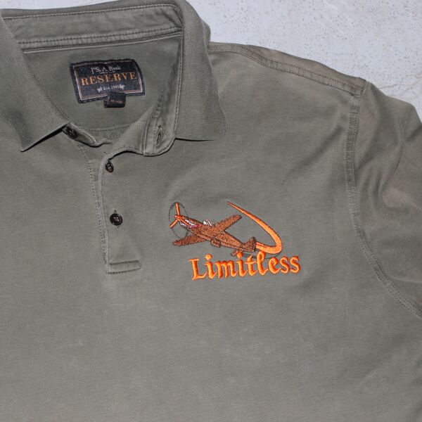 Upcycled Jet Plane Jos. A. Bank Reserve Moss Green Polo Shirt, Size Large  Thumbnail